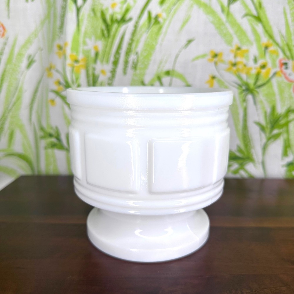 Vintage White Milk Glass Footed Planter Randall 1960s Pedestal Cachepot MCM